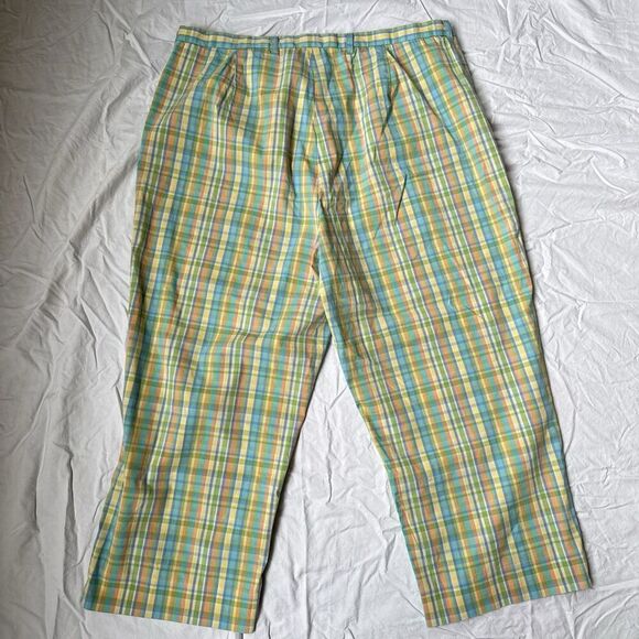 Lauren Ralph Lauren Pastel Rainbow Colorful Plaid Checkered Capri Women’s 14 LRL - Picture 2 of 10